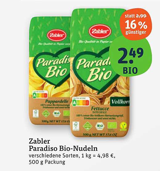Zabler Paradiso Bio-Nudeln 500 g