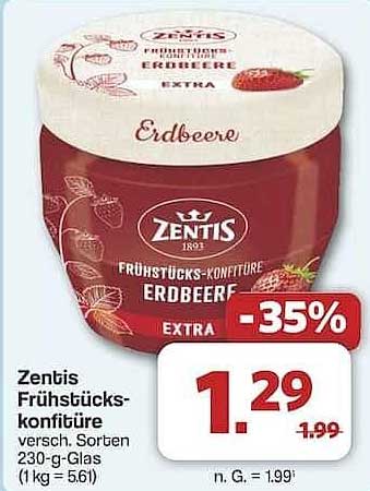 Zentis Frühstücks-Konfitüre Erdbeere 230 g - 35% Rabatt!