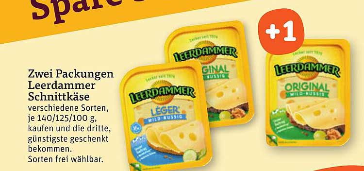 Zwei Packungen Leerdammer Schnittkäse kaufen und die dritte gratis erhalten!