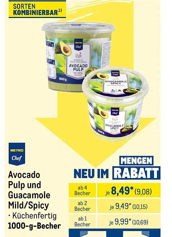 Avocado Pulp und Guacamole Mild/Spicy - Küchentauglich 1000-g-Becher