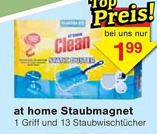 at home Staubmagnet mit 1 Griff und 13 Staubwischtüchern