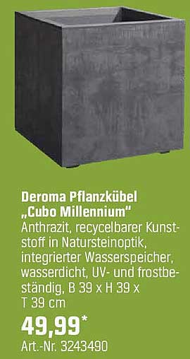 Deroma Pflanzkübel „Cubo Millennium“
