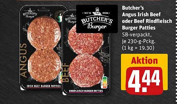 Butcher's Angus Irish Beef oder Beef Rinderfleisch Burger Patties