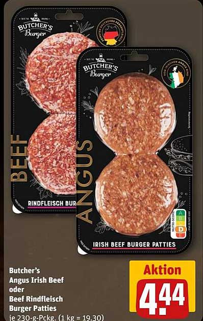 Butcher's Angus Irish Beef oder Beef Rindfleisch Burger Patties
