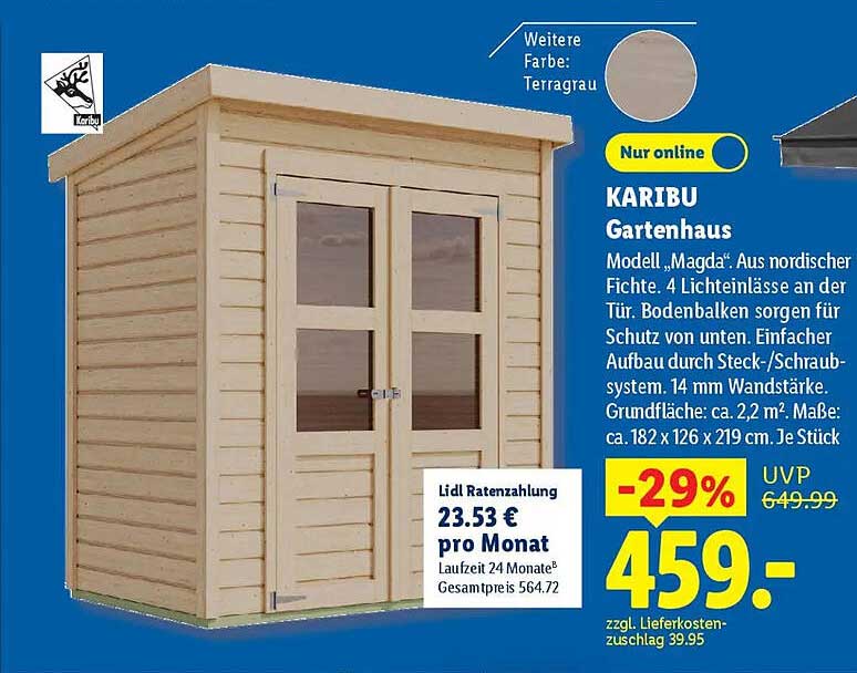 Fabelhafte Gartenhaus Sale Lidl Bilder