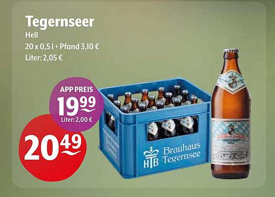 Tegernseer Hell 20 x 0,5 l + Pfand 3,10 €