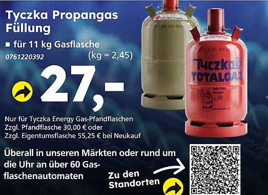 Tycza Propangas Füllung für 11 kg Gasflasche