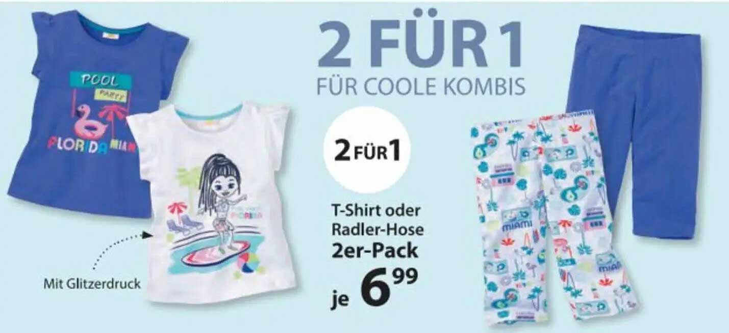 2 für 1 für coole Kombis - T-Shirt oder Radler-Hose im 2er-Pack