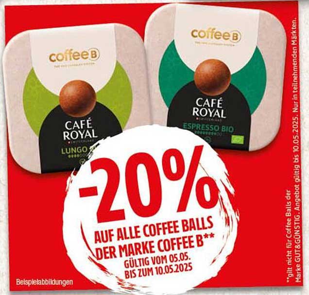 20% Rabatt auf alle Coffee Balls der Marke Coffee B