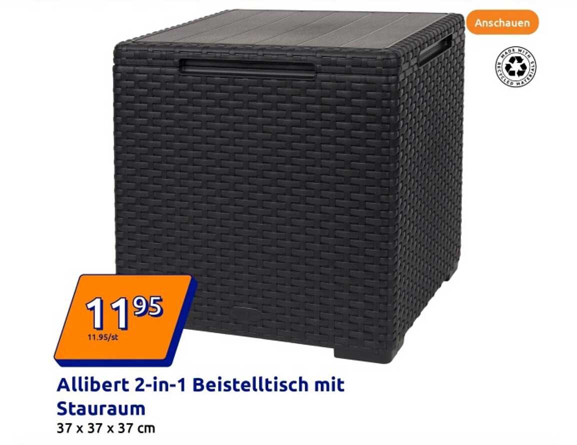 Allibert 2-in-1 Beistelltisch mit Stauraum