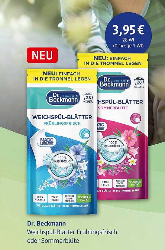 Dr. Beckmann Weichspül-Blätter Frühlingsfrisch oder Sommerblüte