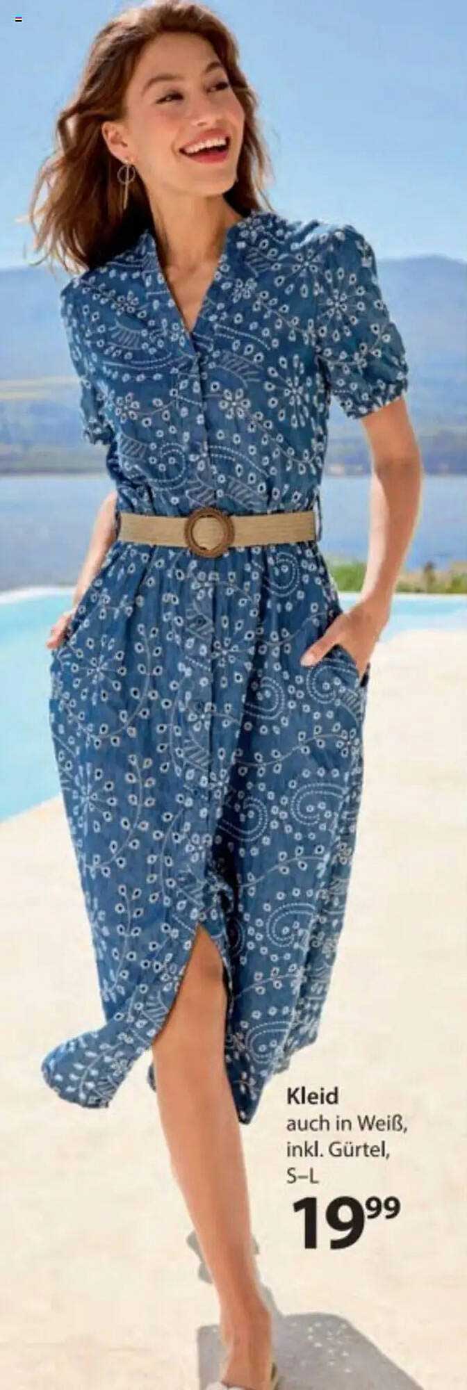 Kleid auch in Weiß, inkl. Gürtel, S–L
