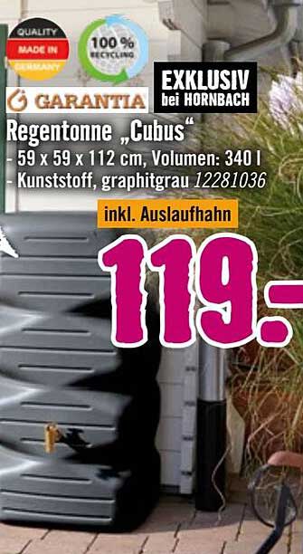 Regentonne „Cubus“ - 340l in graphitgrau