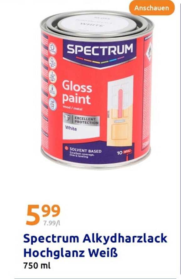 Spectrum Alkydharzlack Hochglanz Weiß 750 ml
