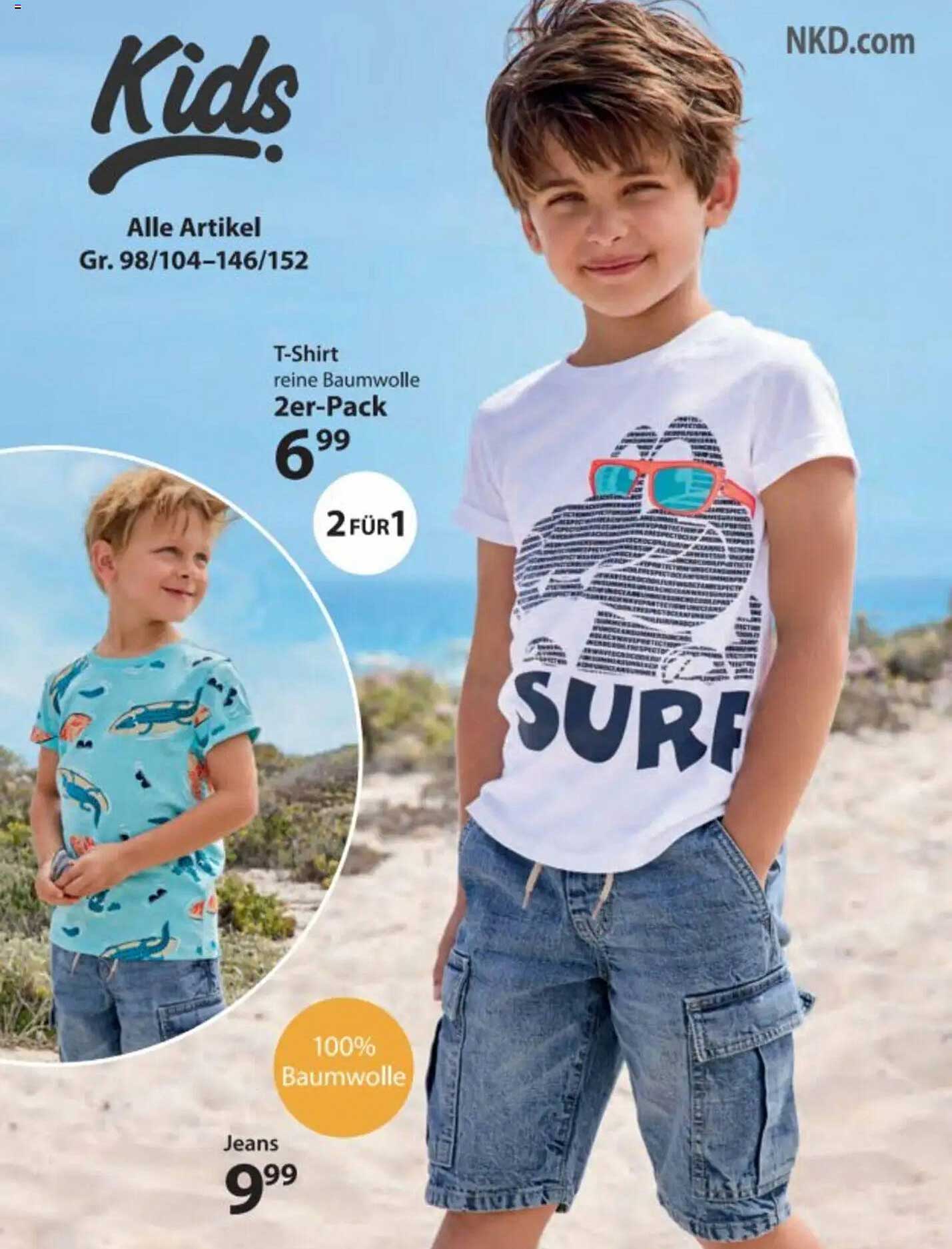 T-Shirt 2er-Pack – reine Baumwolle für Kids