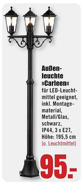 Außenleuchte »Carleen« für LED-Leuchtmittel geeignet, inkl. Montagematerial, Metall/Glas, schwarz, IP44, 3 x E27, Höhe: 195,5 cm (o. Leuchtmittel)