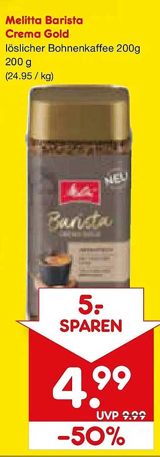 Melitta Barista Crema Gold löslicher Bohnenkaffee 200g 200 g (24.95 / kg)