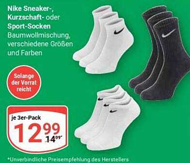 Nike Sneaker-, Kurzschaft- oder Sport-Socken Baumwollmischung, verschiedene Größen und Farben