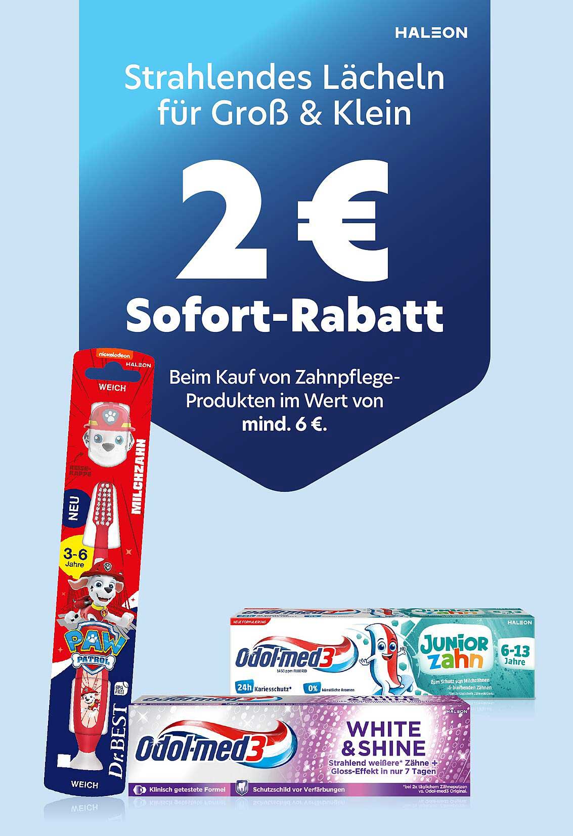2 € Sofort-Rabatt auf Zahnpflege-Produkte beim Kauf ab 6 €
