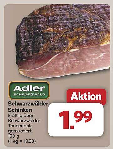 Adler Schwarzwälder Schinken - kräftig über Schwarzwälder Tannenholz geräuchert