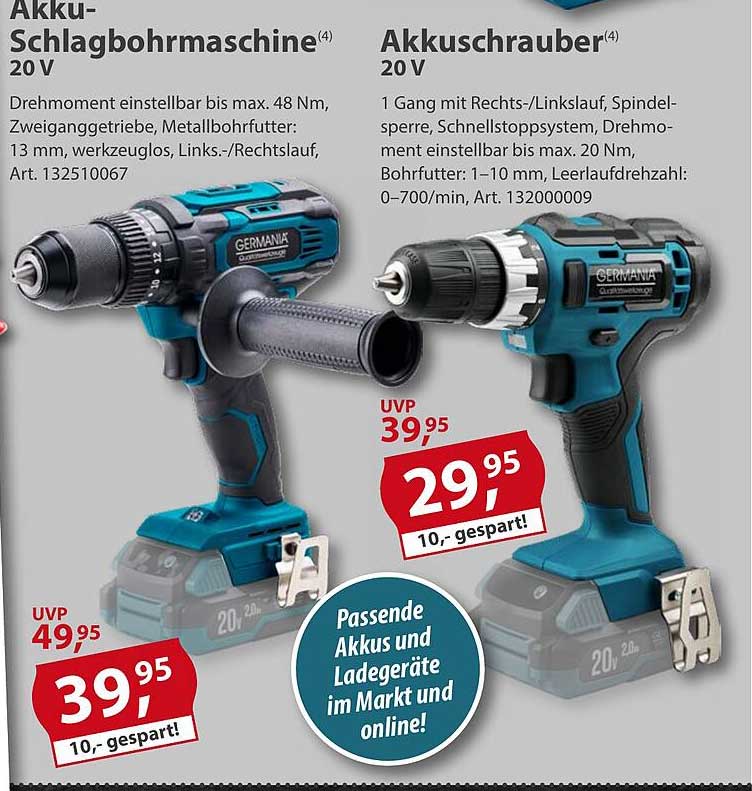 Akku-Schlagbohrmaschine 20 V und Akkuschrauber 20 V