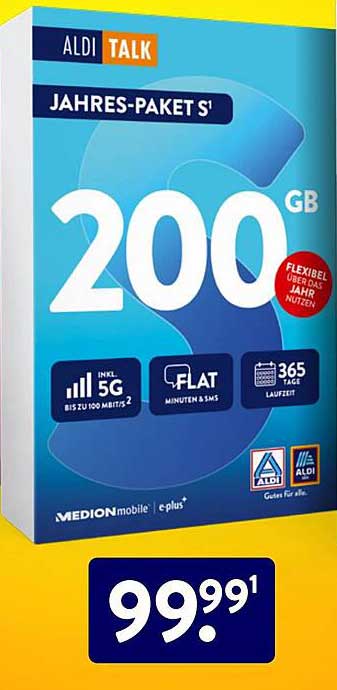ALDI TALK Jahres-Paket S1 mit 200 GB