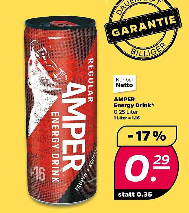 AMPER Energy Drink 0,25 Liter - jetzt nur 0,29 €!