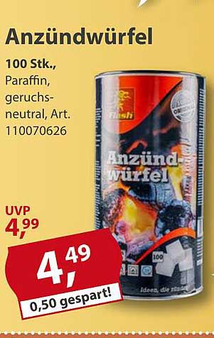 Anzündwürfel 100 Stk., Paraffin, geruchsneutral