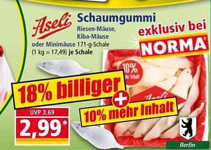 Aseli Schaumgummi Riesen-Mäuse, Kiba-Mäuse oder Minimäuse 171-g-Schale