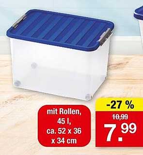 Aufbewahrungsbox mit Rollen, 45 l, ca. 52 x 36 x 34 cm