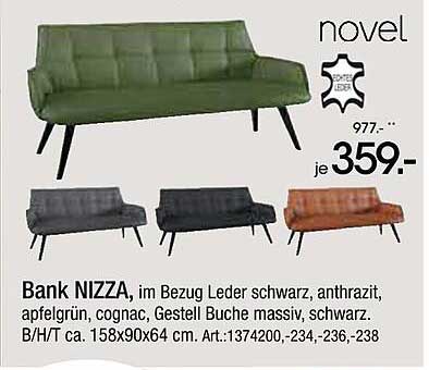 Bank NIZZA - Eleganz in Leder für Ihr Zuhause