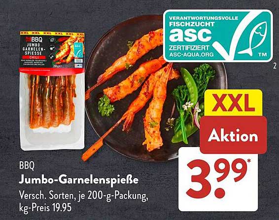 BBQ Jumbo-Garnelenspieße - Verschiedene Sorten, je 200-g-Packung