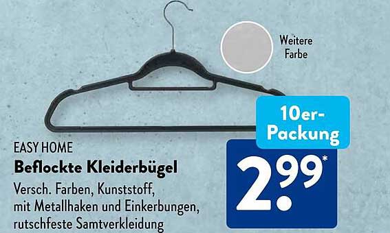 Beflockte Kleiderbügel 10er-Packung von EASY HOME