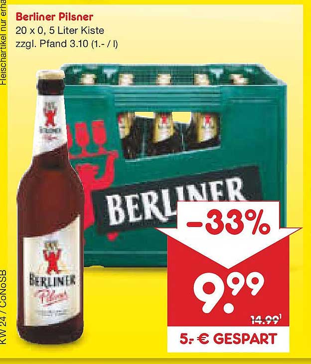 Berliner Pilsner 20 x 0,5 Liter Kiste