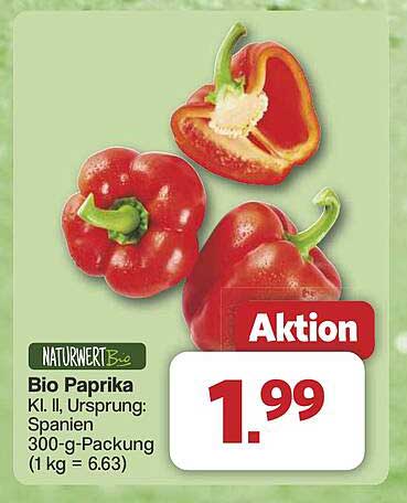 Bio Paprika 300-g-Packung aus Spanien