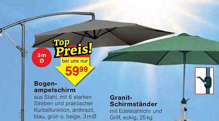 Bogen-Ampelschirm aus Stahl – 3m Ø für nur 59,99 €