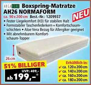 Boxspring-Matratze AH26 NORMAFORM - 90 x 200 cm