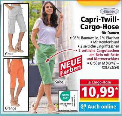 Capri-Twill-Cargo-Hose für Damen mit neuen Farben