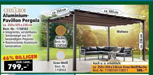 Chill Roi Aluminium-Pavillon Pergola