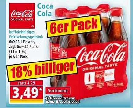 Coca Cola 6er Pack - Original Geschmack