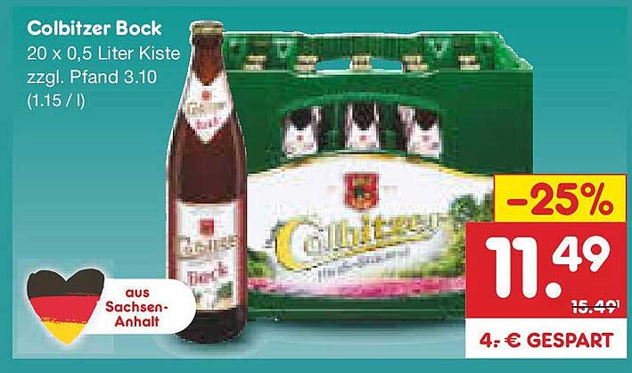 Colbitzer Bock 20 x 0,5 Liter Kiste zzgl. Pfand 3.10