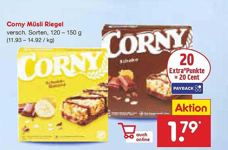 Corny Müsliriegel verschiedene Sorten