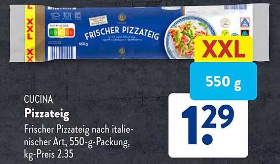 CUCINA Frischer Pizzateig nach italienischer Art, 550-g-Packung