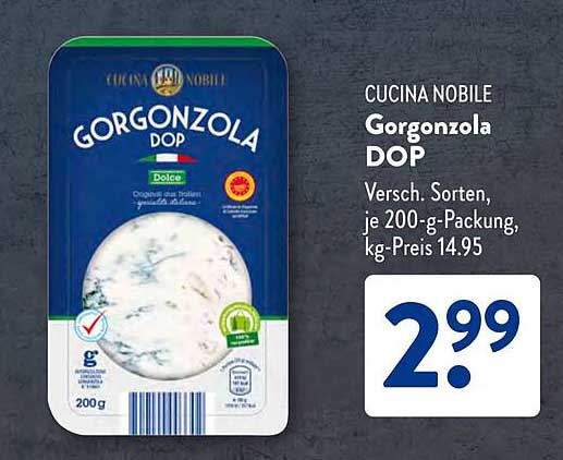 CUCINA NOBILE Gorgonzola DOP - 200 g Packung für nur 2,99 €