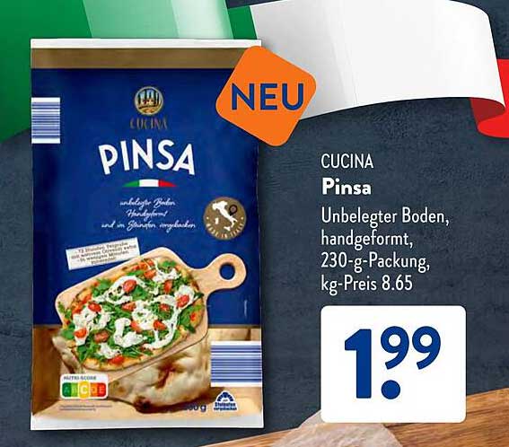 CUCINA Pinsa - Unbelegter Boden, handgeformt, 230-g-Packung