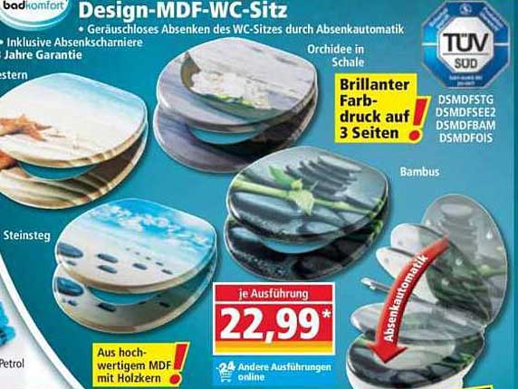 Design-MDF-WC-Sitz mit Absenkautomatik