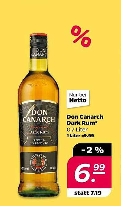 Don Canarch Dark Rum 0,7 Liter für nur 6,99 €