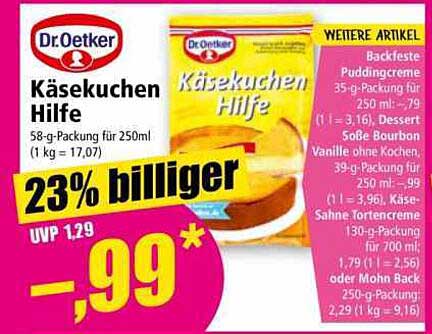 Dr. Oetker Käsekuchen Hilfe
