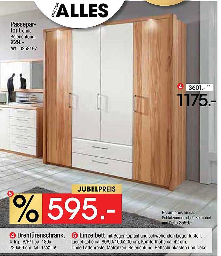 Drehtürenschrank, 4-trg., B/H/T ca. 180 x 229 x 59 cm, Art.: 1397116