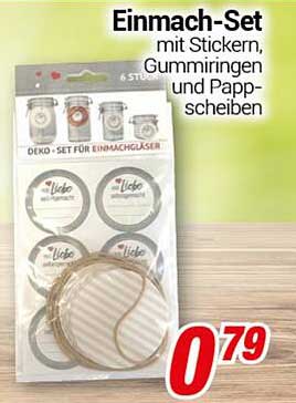 Einmach-Set mit Stickern, Gummiringen und Pappscheiben